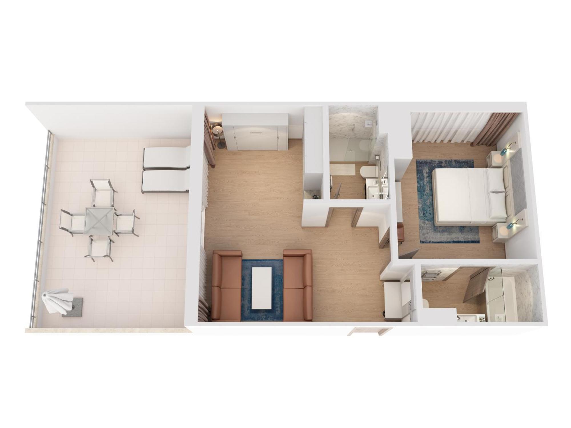 Hilton Rijeka Costabella Beach Resort And Spa Kamer foto 3D floor plan of a hotel room