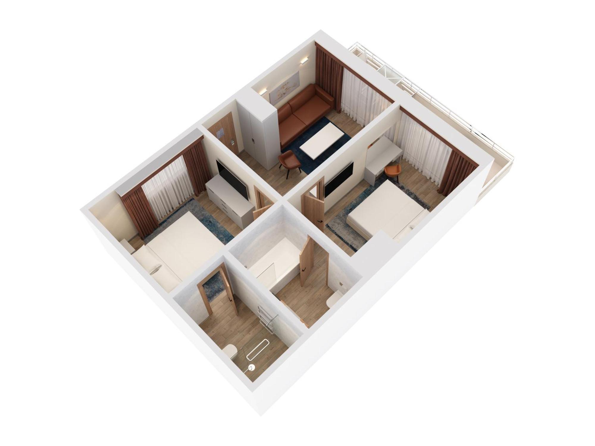 Hilton Rijeka Costabella Beach Resort And Spa Kamer foto 3D floor plan