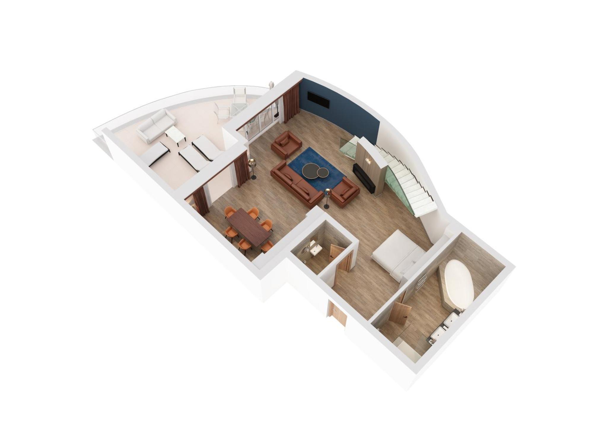 Hilton Rijeka Costabella Beach Resort And Spa Kamer foto 3D floor plan