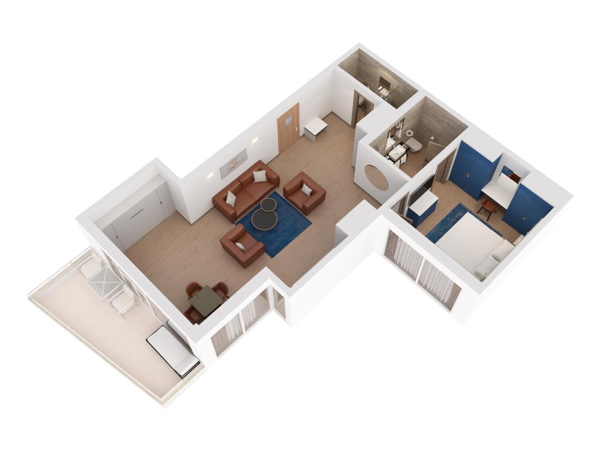 Hilton Rijeka Costabella Beach Resort And Spa Kamer foto 3D floor plan