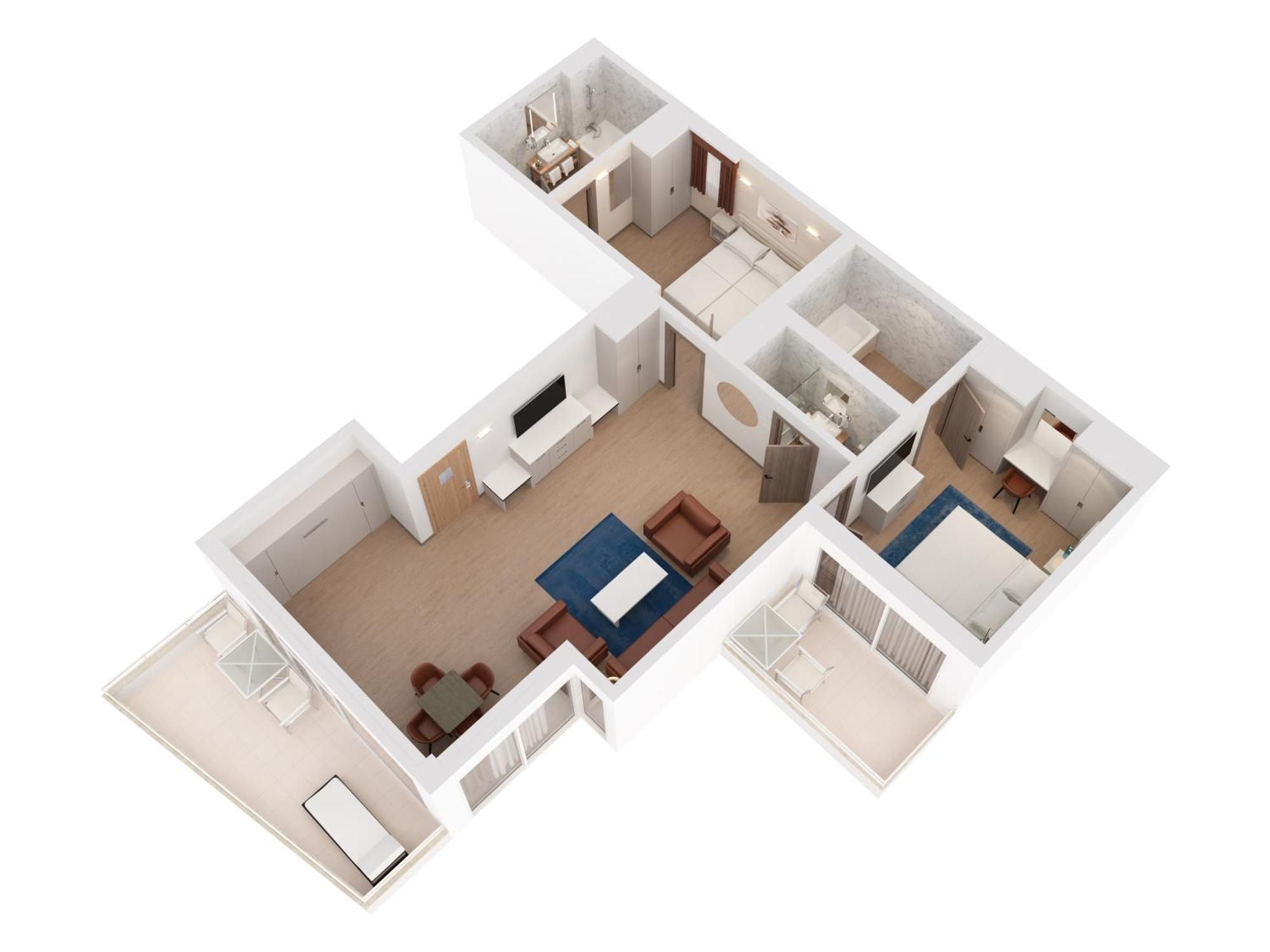 Hilton Rijeka Costabella Beach Resort And Spa Kamer foto 3D floor plan of a typical apartment