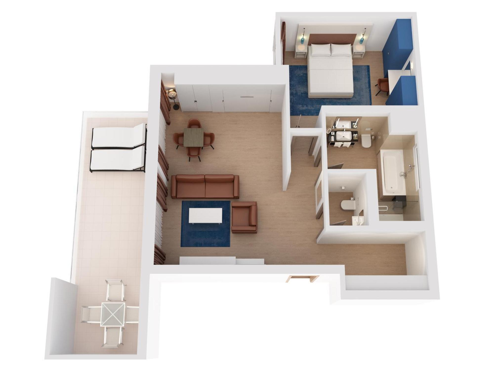 Hilton Rijeka Costabella Beach Resort And Spa Kamer foto A 3D floor plan of a hotel room