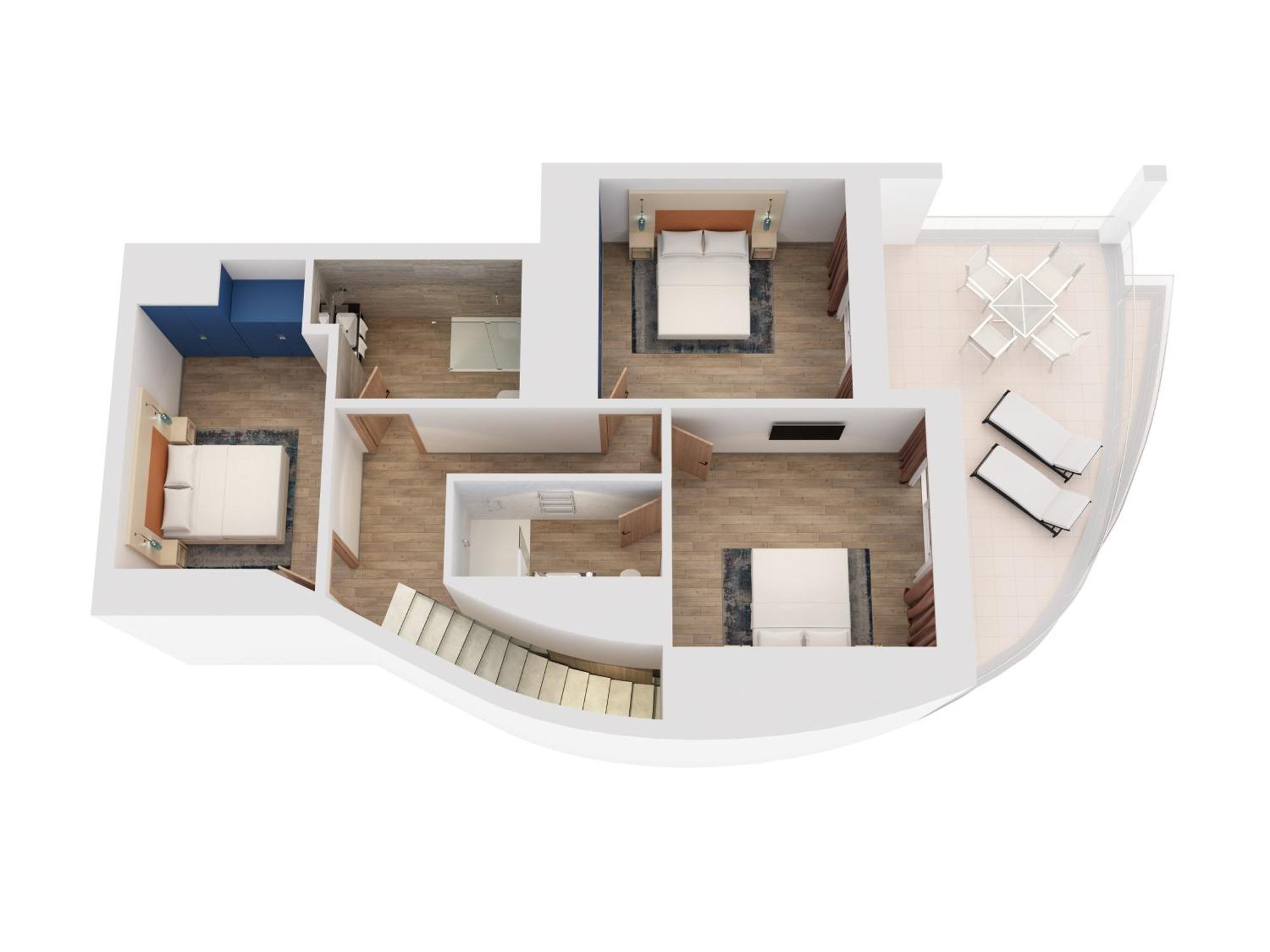 Hilton Rijeka Costabella Beach Resort And Spa Kamer foto 3D floor plan